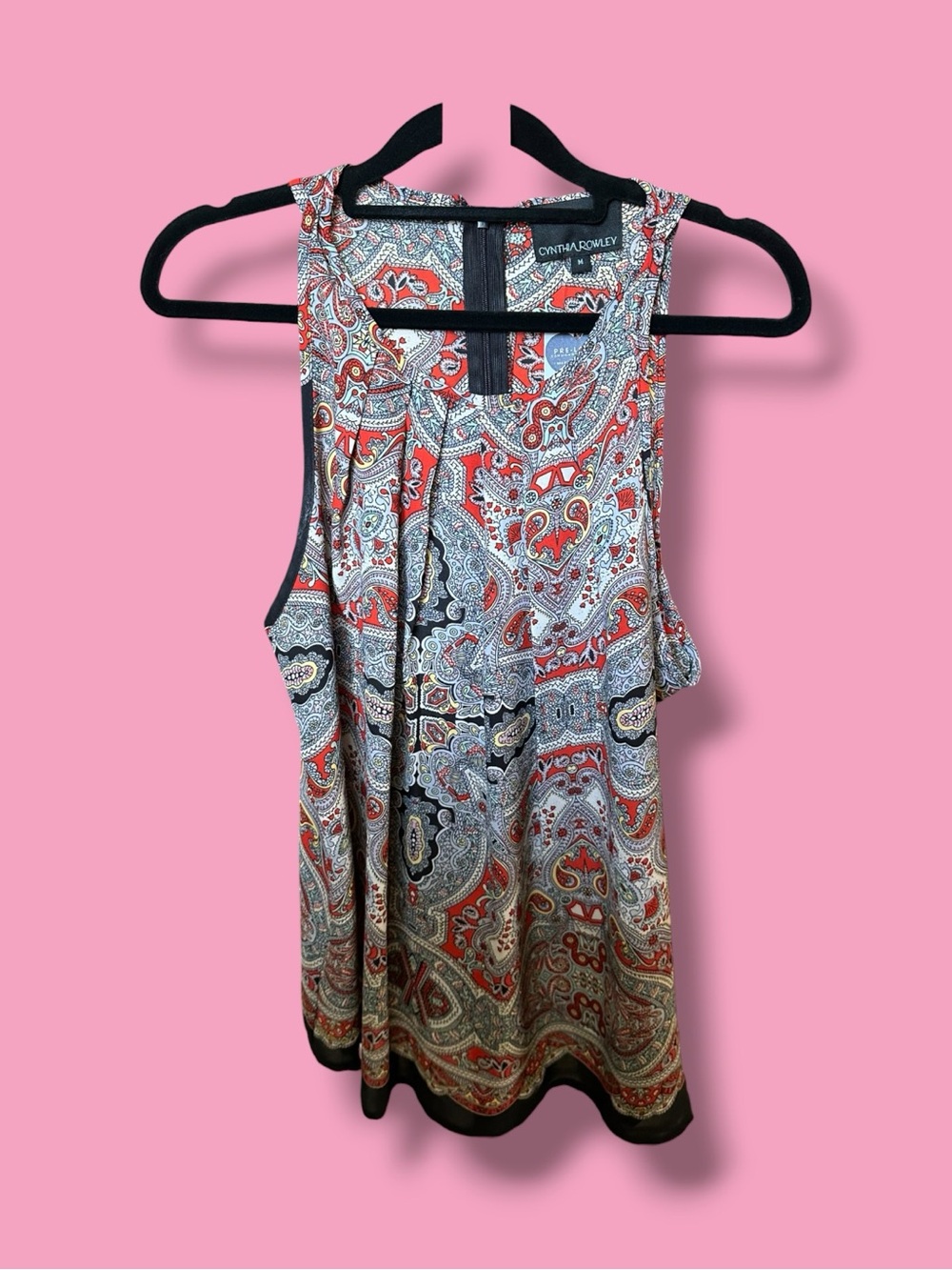 Cynthia Rowley Red and Black Paisley Sleeveless Camisole